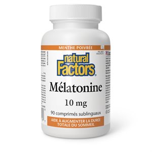 Natural Factors Mélatonine 10 mg 90 comprimés sublinguaux menthe poivrée
