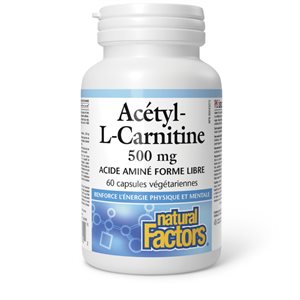 Natural Factors Acetyl-L-Carnitine 500 mg 60 Vegetarian Capsules