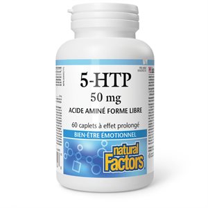 Natural Factors 5-HTP 50 mg 60 caplets à libération lente