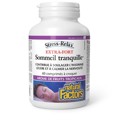 Natural Factors Tranquil Sleep® Extra Strength 60 Chewable Tablets Tropical Fruit Flavour