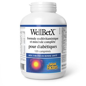 Natural Factors WellBetX Formule multivitaminique et minérale complète pour diabétiques 120 comprimés