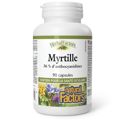 Natural Factors Myrtille 36 % d’anthocyanidines 90 capsules