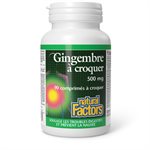 Natural Factors Gingembre à croquer  500 mg  90 comprimés à croquer