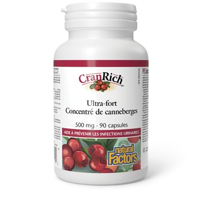 Natural Factors CranRich Ultra-fort Concentré de canneberges 500 mg 90 capsules Natural Factors CranRich Ultra-fort Concentré de canneberges 500 mg 90 capsules