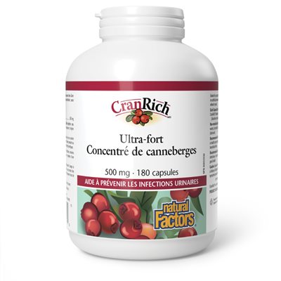 Natural Factors CranRich Ultra-fort Concentré de canneberges 500 mg 180 capsules Natural Factors CranRich Ultra-fort Concentré de canneberges 500 mg 180 capsules