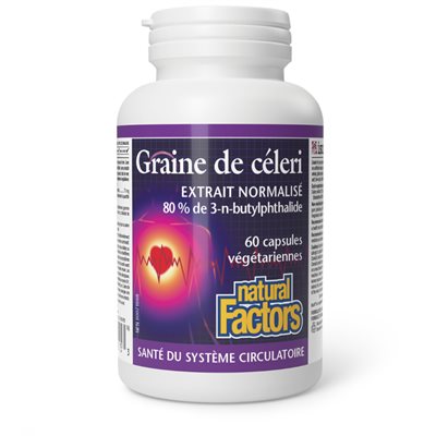 Natural Factors Graines de céleri extrait normalisé 80 % de 3nB 60 capsules végétariennes