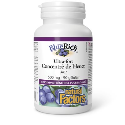 Natural Factors BlueRich Ultra-fort Concentré de bleuet 500 mg 90 gélules