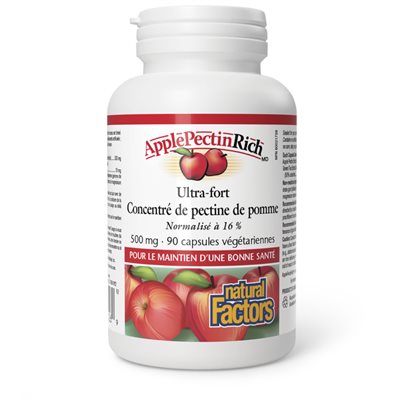 Natural Factors ApplePectinRich Ultra-fort Concentré de pectine de pomme 500 mg 90 capsules végétariennes