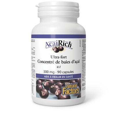 Natural Factors AcaiRich Ultra-fort Concentré de baies d’açaï 500 mg 90 capsules Natural Factors AcaiRich Ultra-fort Concentré de baies d’açaï 500 mg 90 capsules