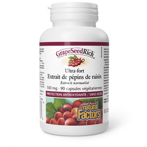 Natural Factors GrapeSeedRich Ultra-fort Extrait de pépins de raisin 100 mg 90 capsules végétariennes