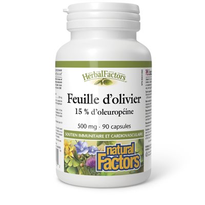 Natural Factors Feuille d’olivier 500 mg 90 capsules Natural Factors Feuille d’olivier 500 mg 90 capsules