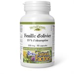 Natural Factors Feuille d’olivier  500 mg  90 capsules