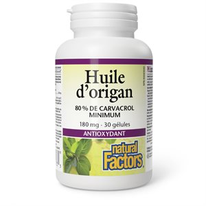 Natural Factors Huile d'origan 180 mg 30 gélules