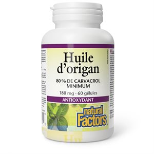 Natural Factors Huile d'origan 180 mg 60 gélules