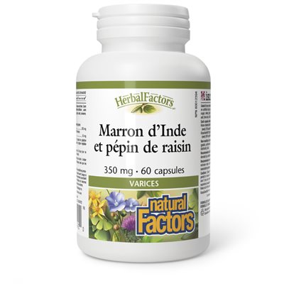 Natural Factors Marron d’Inde et pépin de raisin 350 mg 60 capsules