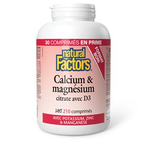 Natural Factors Calcium & magnésium citrate avec D3 avec potassium, zinc & manganèse 210 comprimés
