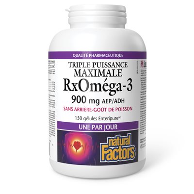 Natural Factors RxOmega-3 Maximum Triple Strength 900 mg 150 Enteripure® Softgels