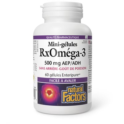 Natural Factors RxOmega-3 Mini-Gels 500 mg 60 Enteripure® Softgels