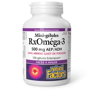 Natural Factors RxOméga-3 Mini-gélules 500 mg 120 gélules Enteripure