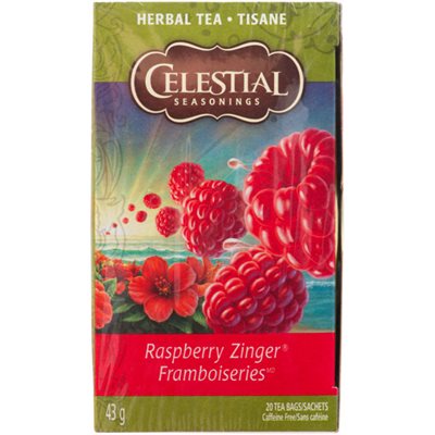 Celestial Seasonings Raspberry Zinger Herbal Tea 20 Sachets