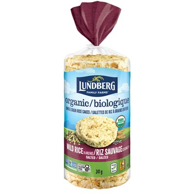 Lundberg Galettes de Riz Soufflé Biologiques Riz Sauvage Salé 241 g