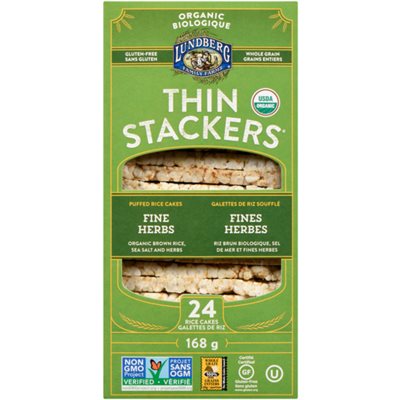 Lundberg Family Farms Thin Stackers Galettes de Riz Soufflé Fines Herbes Biologique 24 Galettes de Riz 168 g