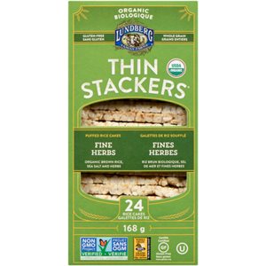 Lundberg Family Farms Thin Stackers Galettes de Riz Soufflé Fines Herbes Biologique 24 Galettes de Riz 168 g