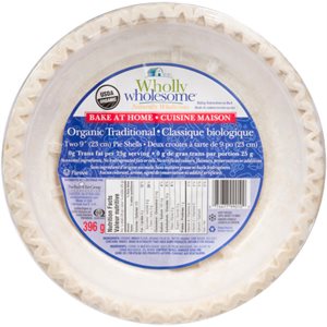 Wholly Wholesome Cuisine Maison Deux Croôtes à Tarte de 9 po Classique Biologique 396 g