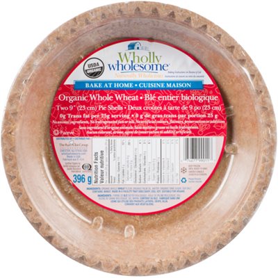 Wholly Wholesome Cuisine Maison Deux Croôtes à Tarte Blé Entier Biologique 396 g