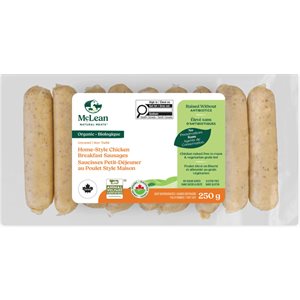 Mclean Meats Saucisses Petit-Déjeuner au Poulet Biologique Style Maison 250g