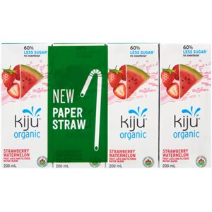 Kiju Mélange de Jus de Fruits et d'Eau Fraise Melon d'Eau Biologique 4 x 200 ml 