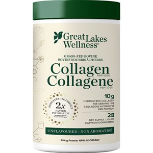 Great Lakes Wellness Peptides de collagène bovin nourri à l'herbe sans saveur 284g