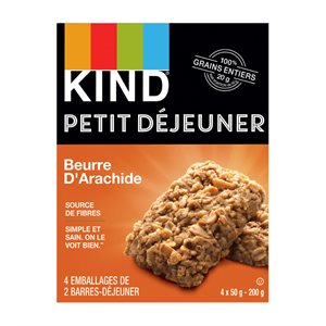 KIND Petit Déjeuner Barres-Déjeuner Beurre d'Arachide 4 x 50 g (200 g)