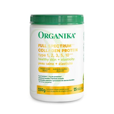 Organika Full Spectrum Collagéne type 1,2,3,4,10 Saveur de bouillon de poulet 250g Organika Full Spectrum Collagéne type 1,2,3,4,10 Saveur de bouillon de poulet 250g