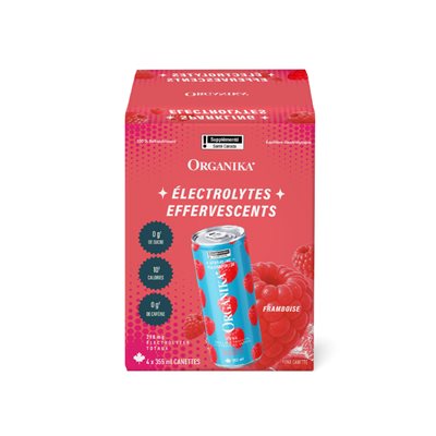 Organika Électrolytes Effervescents Rêve De Framboise 355 Ml Boîte De 4