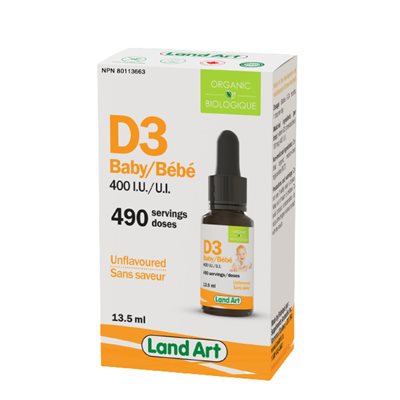 Land Art Organic Baby Vitamin D3 400IU 13.5ml