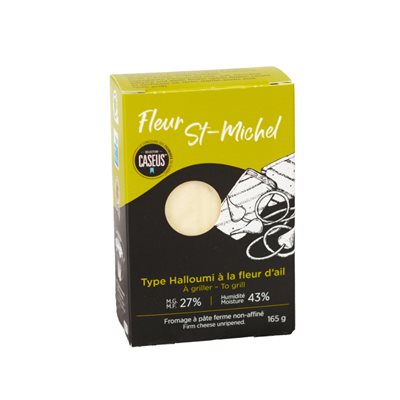 Fleur St-Michel Fromage à pâte ferme non-affiné à la fleur d'ail 165g Fleur St-Michel Fromage à pâte ferme non-affiné à la fleur d'ail 165g
