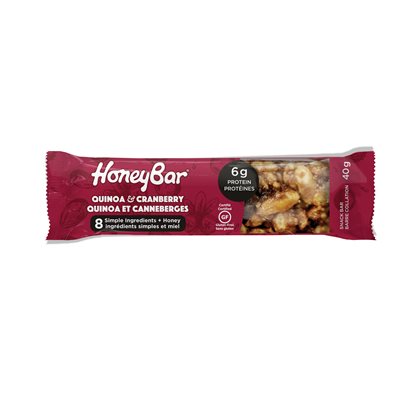 HoneyBar Barre Collation Quinoa et Canneberges 40 g