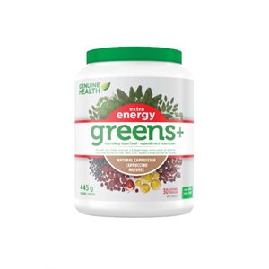 Genuine health extra énergie verte + superaliments naturels cappuccino 445g