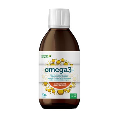 Genuine Health Omega3+ Liquide huile de poisson, Orange, 786mg EPA, 524mg DHA