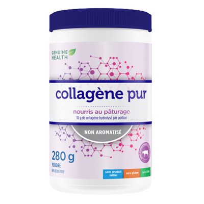 Genuine Health Clean Collagen, poudre de collagéne bovin hydrolysé non aromatisé, nourri à l'herbe.