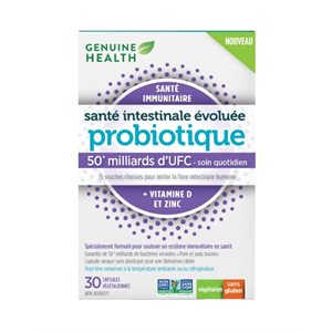 Genuine Health probiotique avec vitamine D et zinc - 50 milliards d'ufc