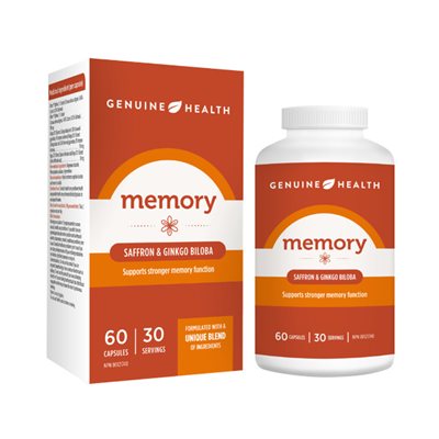 Genuine Health Memory -Saffron&Gingko Biloba 60un