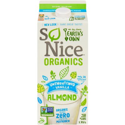 Earth's Own So Nice Organic Almond Drink Unsweetened Vanilla 1.75l