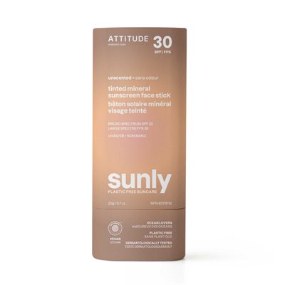 Attitude Sunly Bâton Solaire Minéral Visage Teinté Sans Odeur Spf 30 20 G