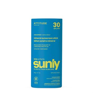 Attitude Sunly Unscented Mineral Sunscreen Stick SPF 30 for Kids 60g