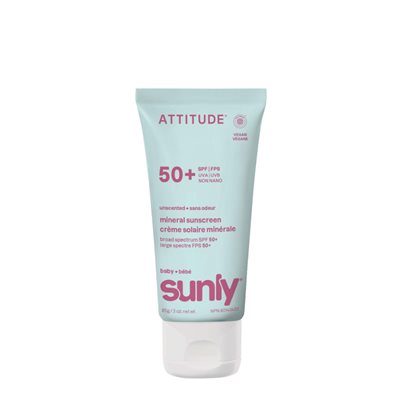 Attitude Crème Solaire Minérale - Sans Odeur - 50 Fps- Bébé