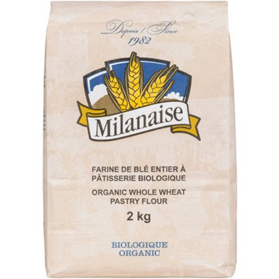 Milanaise Farine de Blé Entier à Pâtisserie Biologique 2 kg