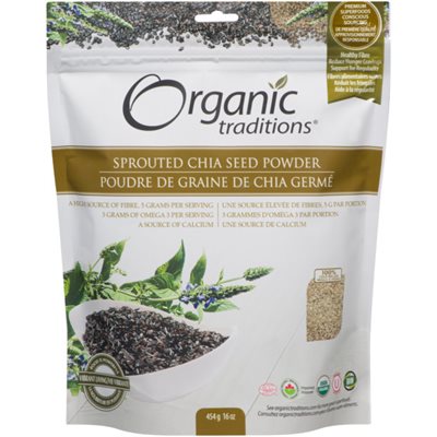 Organic Traditions Graine De Chia Germé En Poudre