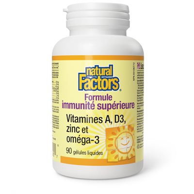 Natural Factors Super Immune Formula Vitamins A, D3, Zinc & Omega-3 90 Liquid Softgels